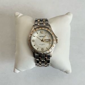 Benrus Men’s Watch Day Date Two Tone BN6011 138 PC33 Japan Water Resistant
